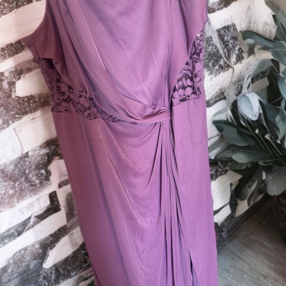 David’s Bridal Purple Mesh Dress- Lace-Trimmed